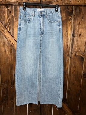 By Together Light Wash Denim Midi Skirt